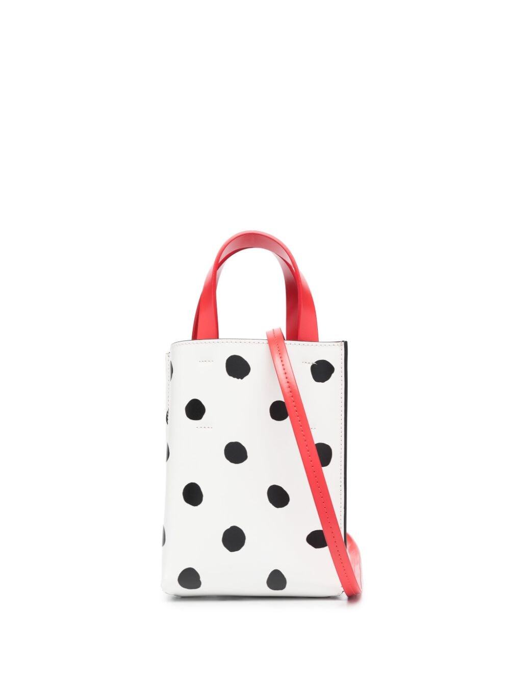 Marni mini Museo polka-dot leather bag - White