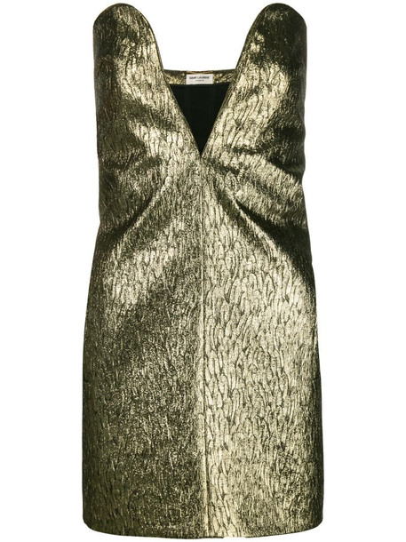 Saint Laurent textured mini dress in metallic