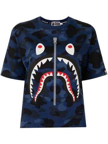 A BATHING APE® camouflage Shark Stripe T-shirt in blue