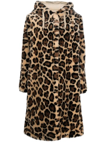 A.P.C. A.P.C. Carrie leopard-print brushed hooded coat - Neutrals