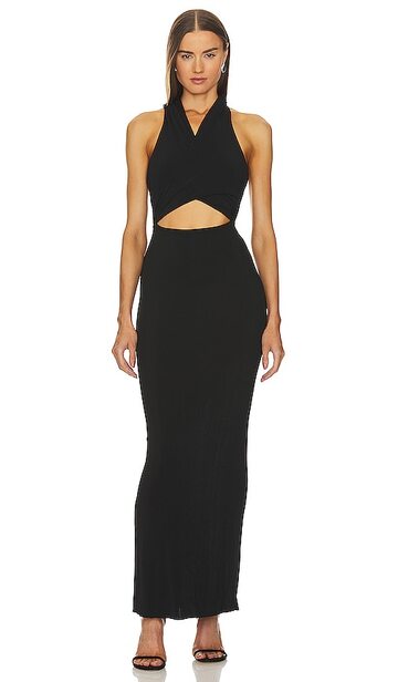 h:ours odette hoodie maxi dress in black
