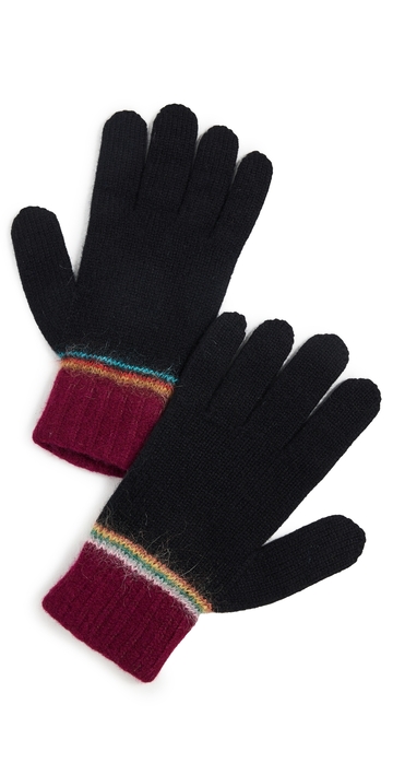 paul smith men's gloves signature intarsia blacks one size in black