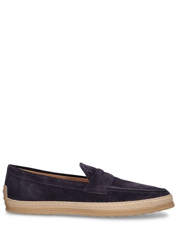 tod's sonia suede loafers in navy