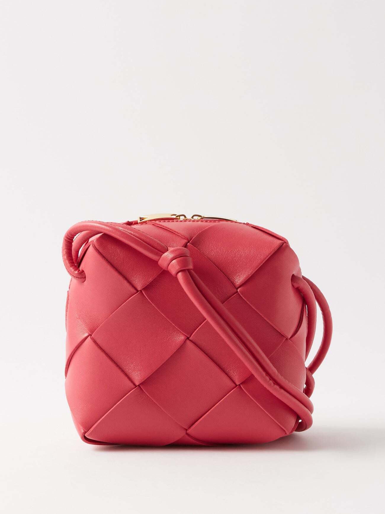 Bottega Veneta - Cassette Mini Intrecciato-leather Cross-body Bag - Womens - Pink