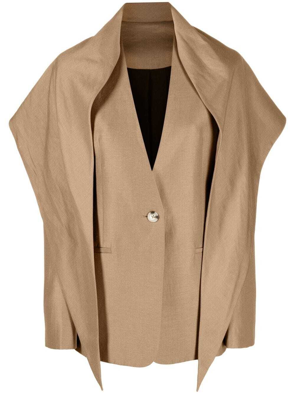 GIA STUDIOS removable scarf blazer - Brown