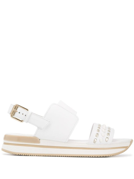 Hogan studded flat sandals in white