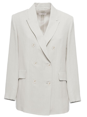 Antonelli Womans Double-breasted Greve Ice-colored Linen Blend Blazer in white
