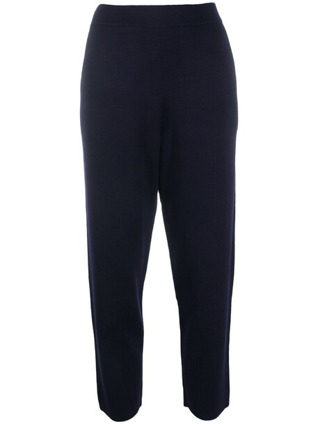 Allude high-rise cropped knit trouser in blue