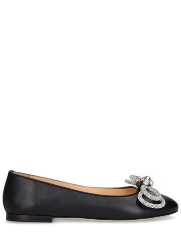 mach & mach 10mm double bow leather flats in black