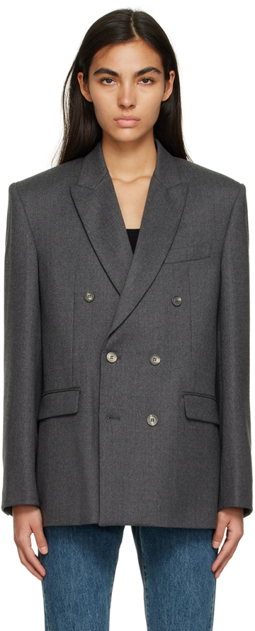 WARDROBE.NYC Gray Double-Breasted Blazer in charcoal