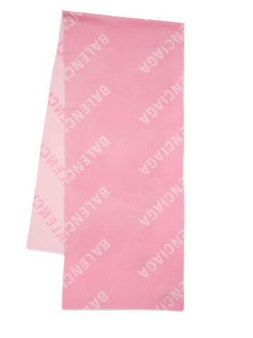 balenciaga all over logo wool scarf in pink / white