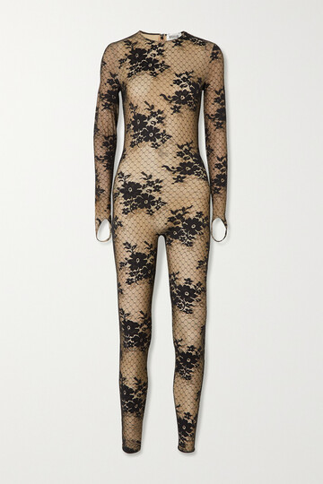 wolford - + n°21 pattie stretch-mesh and lace jumpsuit - black