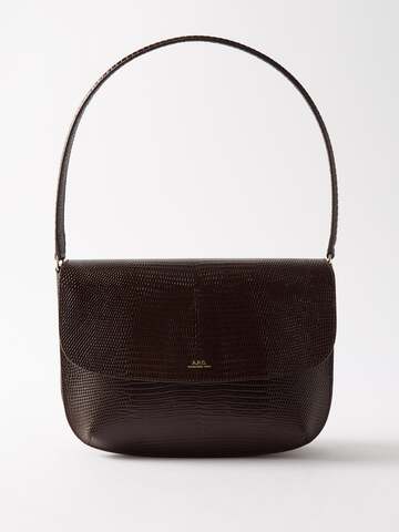A.P.C. A.P.C. - Sarah Lizard-effect Leather Shoulder Bag - Womens - Dark Brown