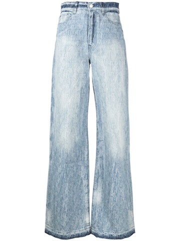 amiri logo-jacquard wide-leg jeans - blue