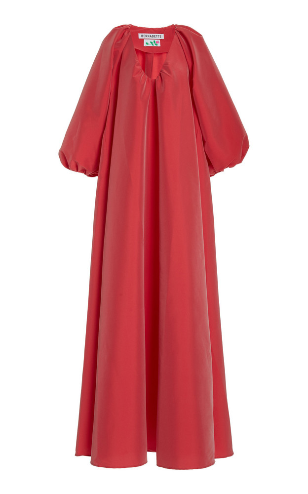 Bernadette Antwerp George Taffeta Puff-Sleeve Maxi Dress in red