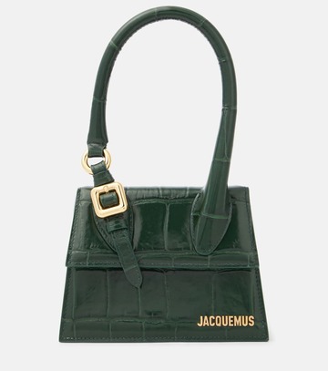 jacquemus le chiquito moyen boucle small croc-effect tote bag in green