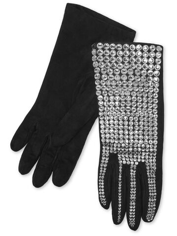 philipp plein crystal-embellished suede mid-gloves - black