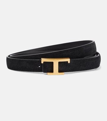 Tod's T Timeless suede belt in black