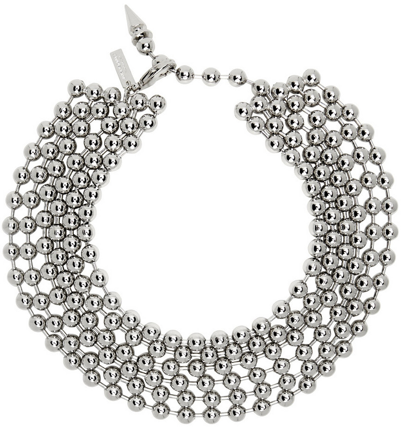 Junya Watanabe Ball Chain Choker Necklace in silver