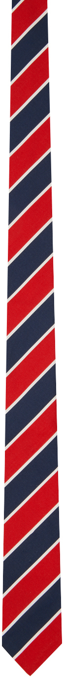 thom browne red & navy awning stripe neck tie