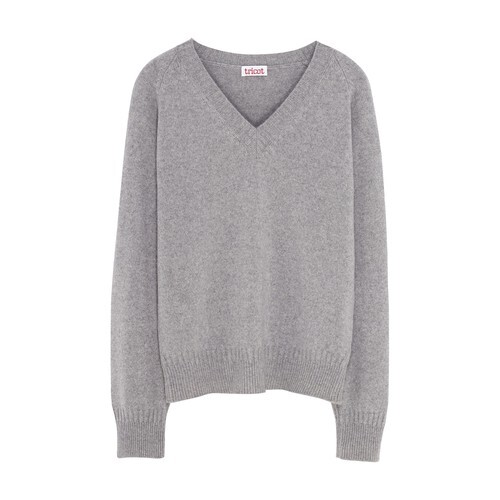 Tricot Recycled cashmere V-neck sweater in grey