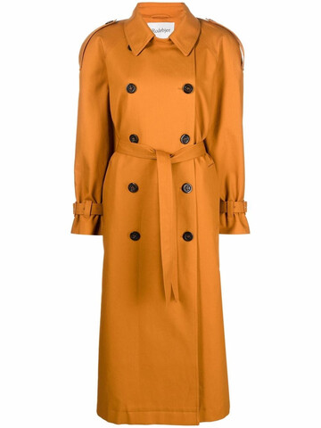 rodebjer lois double-breasted trench coat - brown