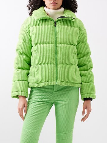 perfect moment - jumbo quilted corduroy ski jacket - womens - green