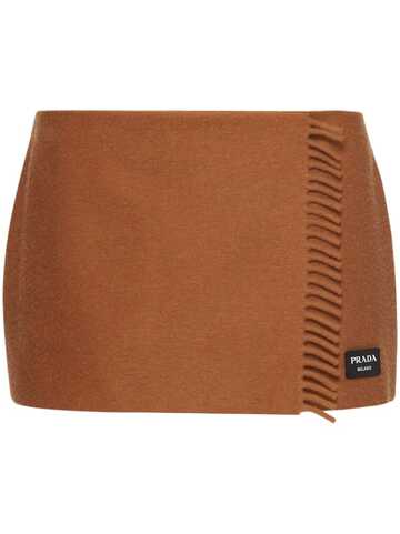 prada fringed cashmere miniskirt - orange