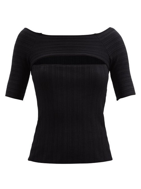 Stella Mccartney - Off-the-shoulder Ribbed-knit Top - Womens - Black