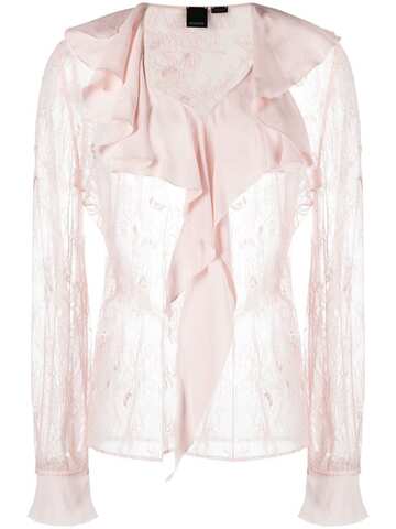 PINKO ruffled lace silk-blend blouse in pink