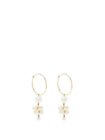 sophie bille brahe - boticelli pearl & gold hoop earrings - womens - pearl