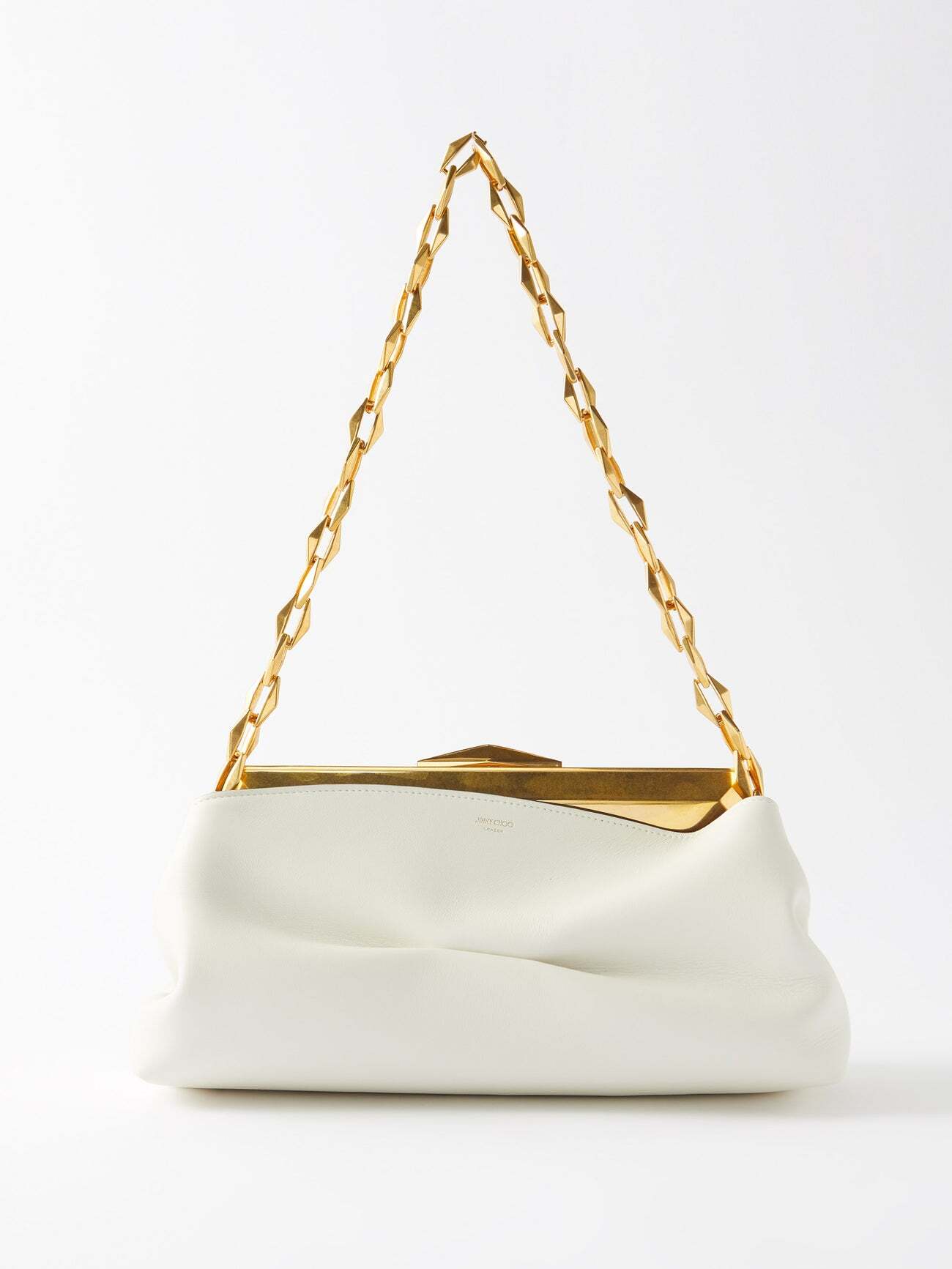 Jimmy Choo - Diamond Leather Clutch Bag - Womens - White