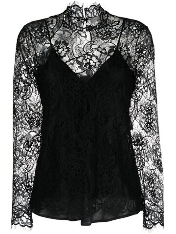 antonelli floral-lace semi-sheer blouse - black