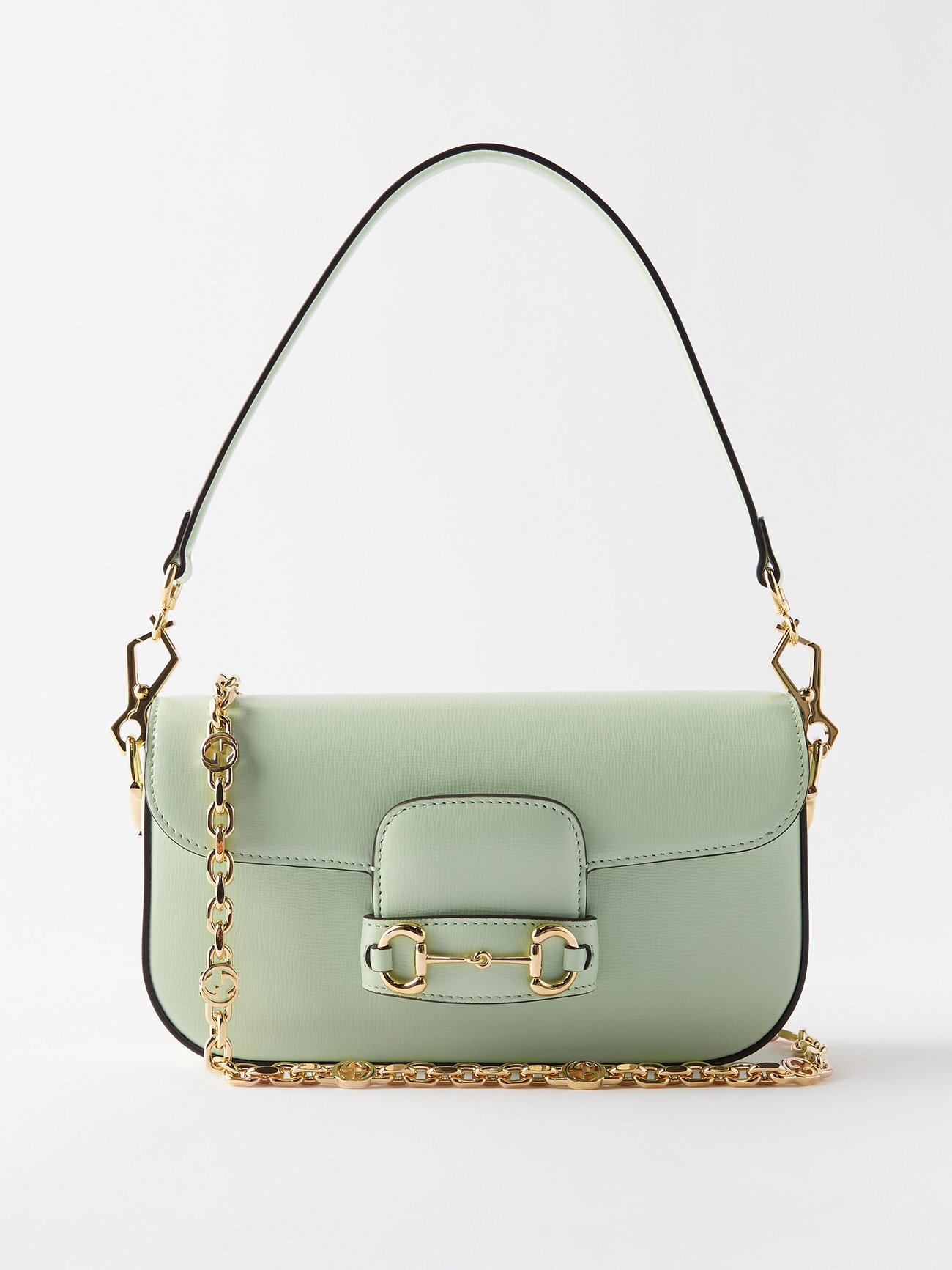 Gucci - 1995 Horsebit Small Grained-leather Shoulder Bag - Womens - Light Green