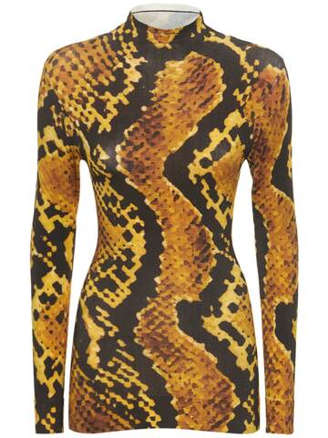 AZ FACTORY X THEBE MAGUGU Phyton Printed Jersey Top in black / yellow