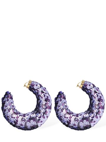 TOM FORD Croissant Sequined Big Hoop Earrings in lilac