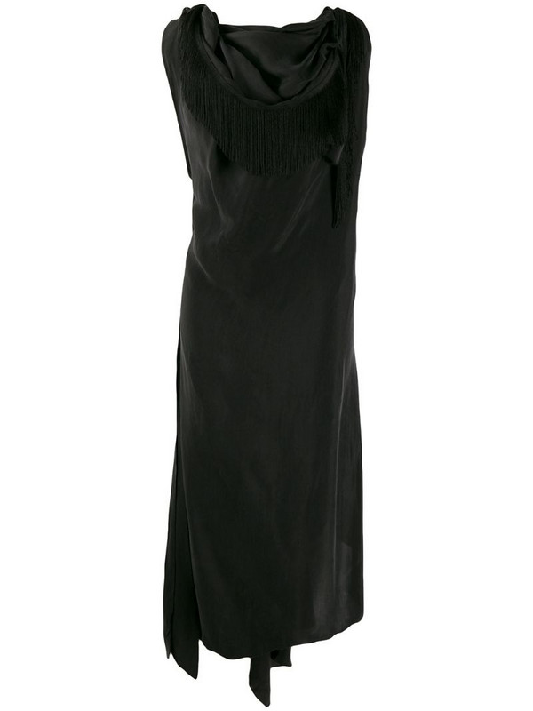 Aganovich draped neckline dress in black