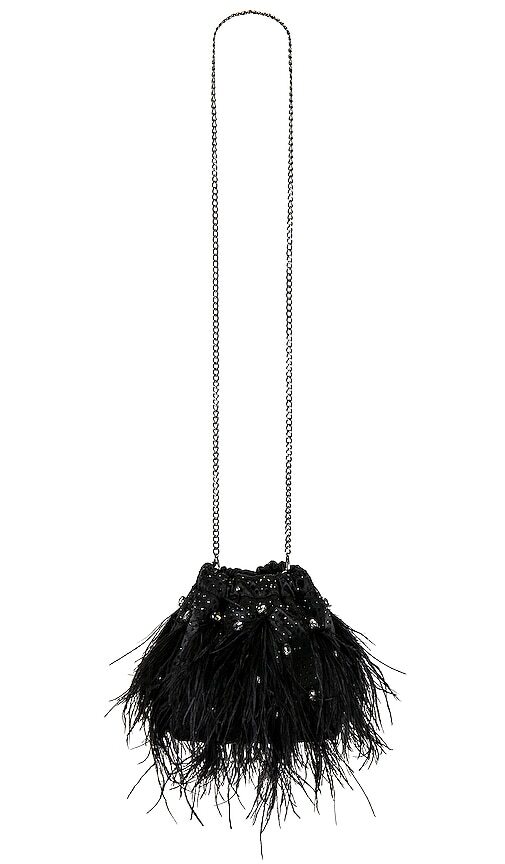 olga berg Livvy Feather Pouch in Black