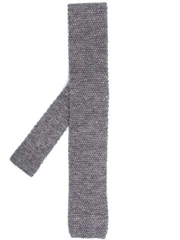 brunello cucinelli chunky knitted tie - grey