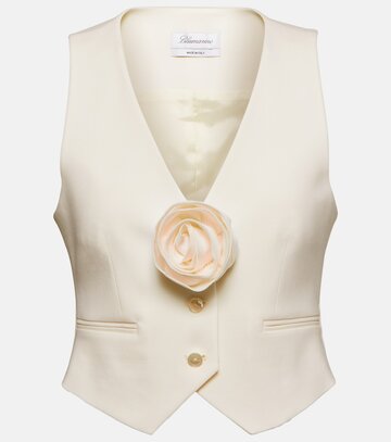 blumarine floral-appliqué wool vest in white