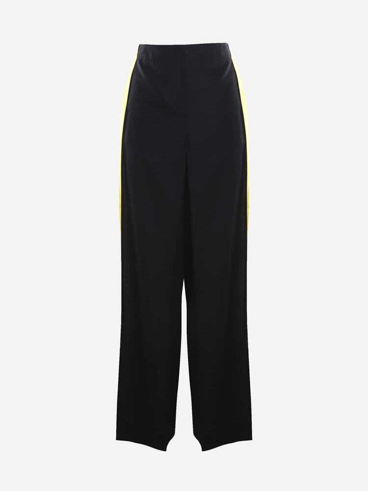 Loewe Wool Pants With Contrasting Side Band in black / yellow
