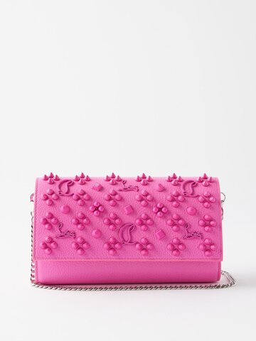 christian louboutin - paloma stud-embellished leather clutch bag - womens - pink