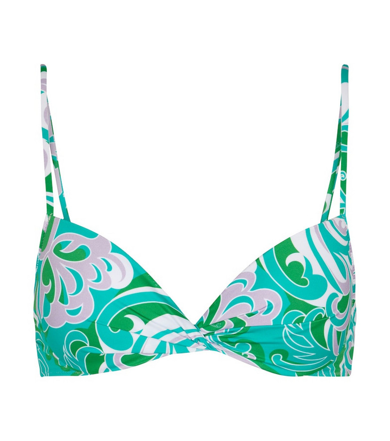 Emilio Pucci Beach Printed bikini top in green