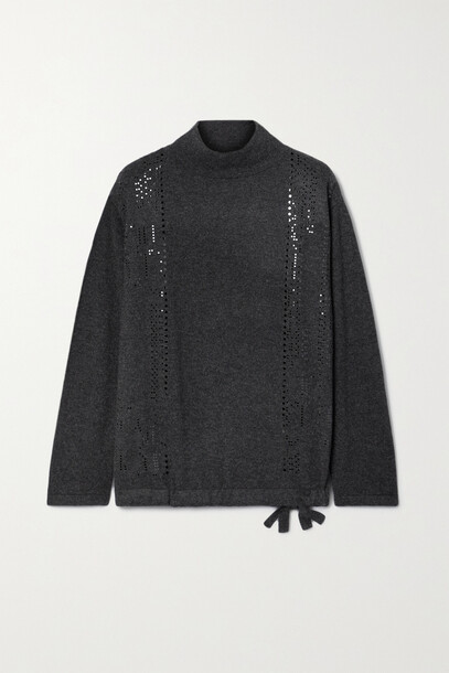 Akris - Embellished Cashmere Turtleneck Sweater - Gray