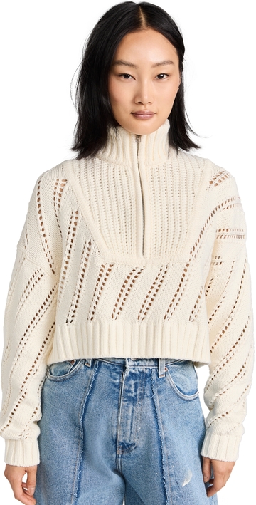 staud cropped hampton sweater ivory l