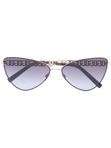 dolce & gabbana eyewear logo-chain cat-eye sunglasses - gold