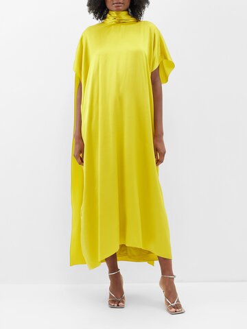 roksanda - high-neck silk-satin gown - womens - yellow