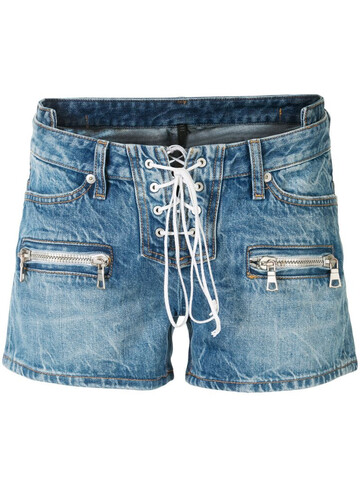 UNRAVEL PROJECT lace-up denim shorts in blue