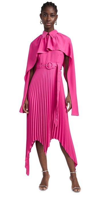 thebe magugu scarf pleated dress cerise pink m
