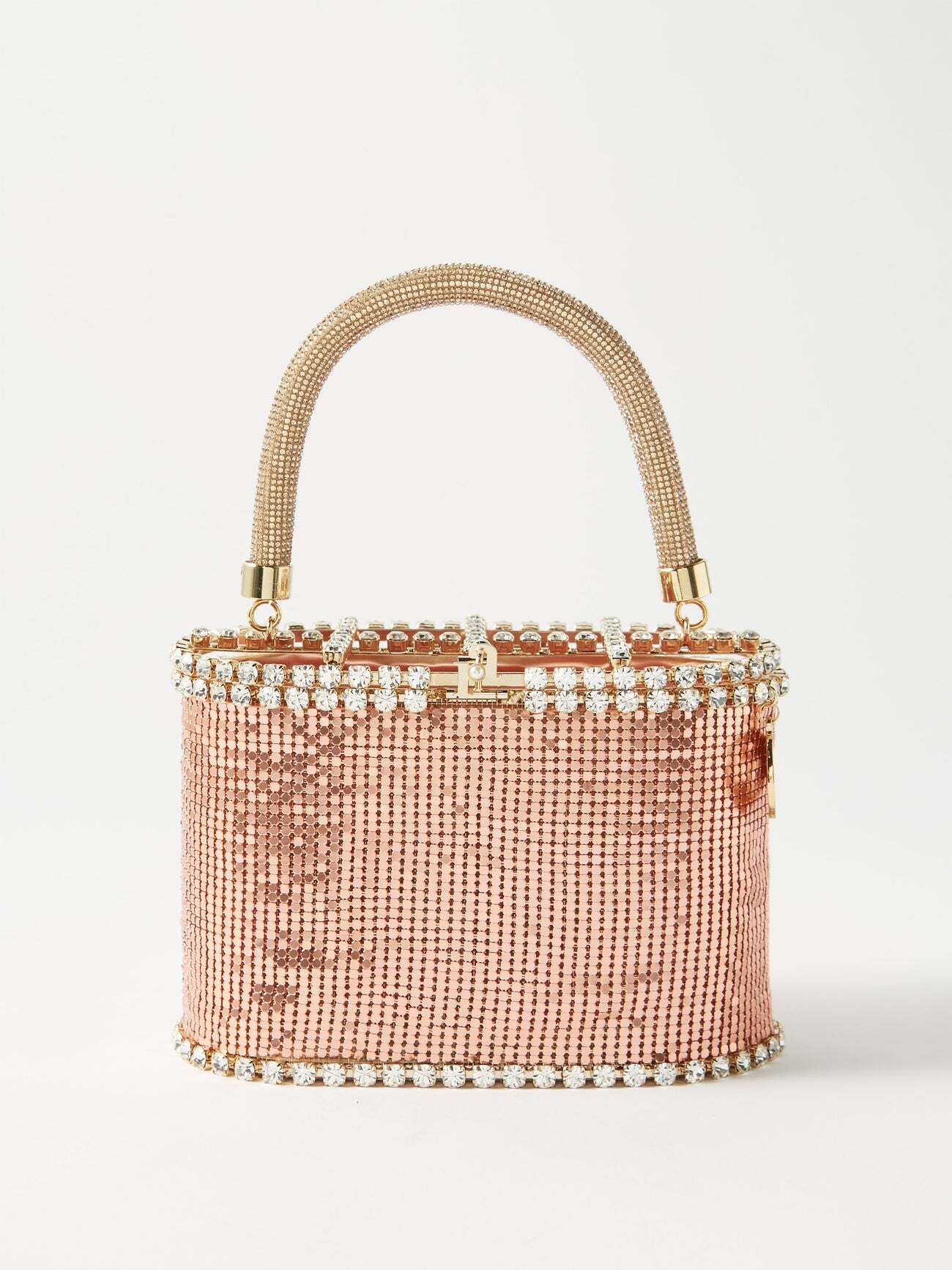 Rosantica - Holli Groovy Crystal-embellished Chainmail Bag - Womens - Light Pink
